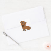 teckel rode cartoon vierkante sticker (Envelop)