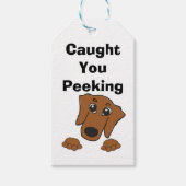 teckel rode peeking-cartoon cadeaulabel (Voorkant)