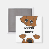 teckel rode peeking cartoon dirty clean magneet (Voorkant / Achterkant)