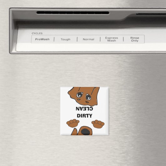 teckel rode peeking cartoon dirty clean magneet (Insitu (Vaatwasser))