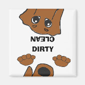 teckel rode peeking cartoon dirty clean magneet (Voorkant)