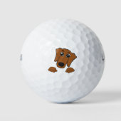 teckel rode peeking-cartoon golfballen (Voorkant)