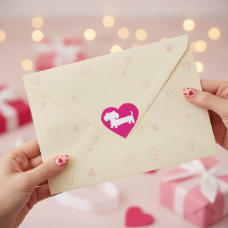 Teckel Roze Liefde Hart Sticker Envelope Seal