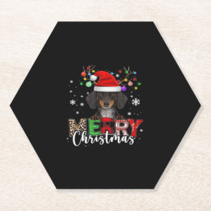 Teckel Santa Dog Merry Christmas Oversized T-sh Kartonnen Onderzetters