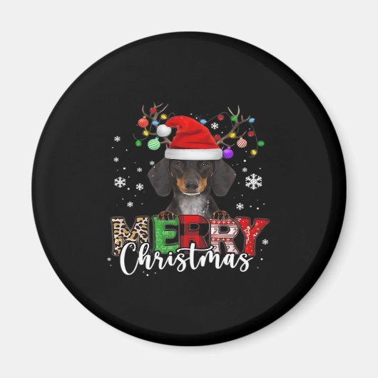 Teckel Santa Dog Merry Christmas Oversized T-sh Magneet (Voorkant)