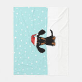 Teckel Santa | Wiener Dog Kerstvakantie Fleece Deken (Voorkant)