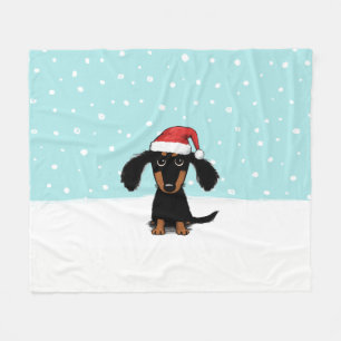 Teckel Santa   Wiener Dog Kerstvakantie Fleece Deken