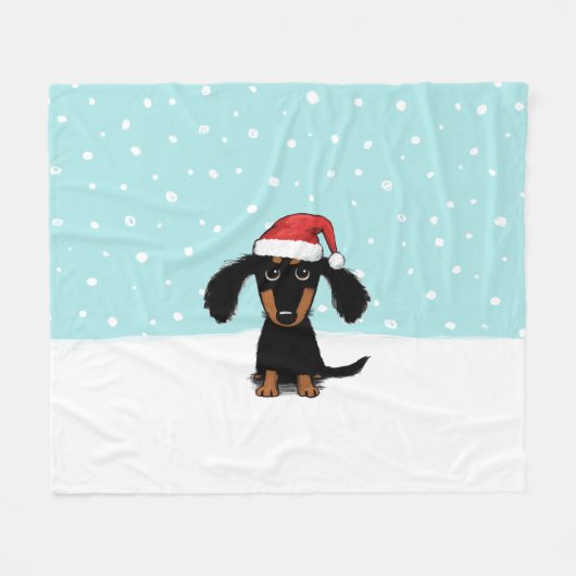 Teckel Santa | Wiener Dog Kerstvakantie Fleece Deken (Voorkant (Horizontaal))