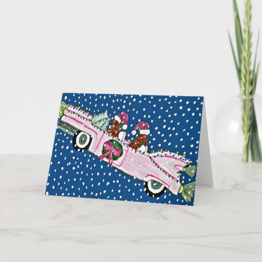 Teckel Santas Christmas Cadillac Kaart (Voorkant)