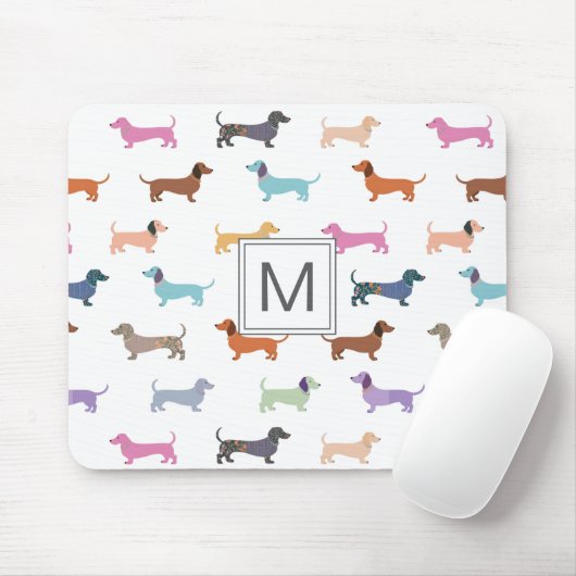Teckel Sausage Dog Pattern Schattige Kleurrijk Muismat (Met muis)
