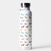 Teckel Sausage Dog Pattern Schattige Monogrammed Waterfles (Rechts)