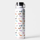 Teckel Sausage Dog Pattern Schattige Monogrammed Waterfles (Achterkant)