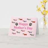 Teckel Sausage dog Wiener dog schattige Moederdag Kaart (Gele Bloem)