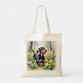 Teckel Sausage Dog Woodland Primrose Flowers Tote Bag (Achterkant)