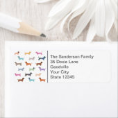 Teckel Sausage Dogs Kleurrijk Patroon Etiket (Insitu)