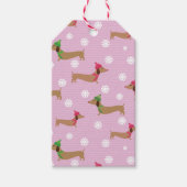 Teckel Schattige Roze Kerst Sneeuwvlokken Gift Lab Cadeaulabel (Voorkant)