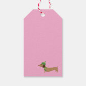 Teckel Schattige Roze Kerst Sneeuwvlokken Gift Lab Cadeaulabel (Achterkant)