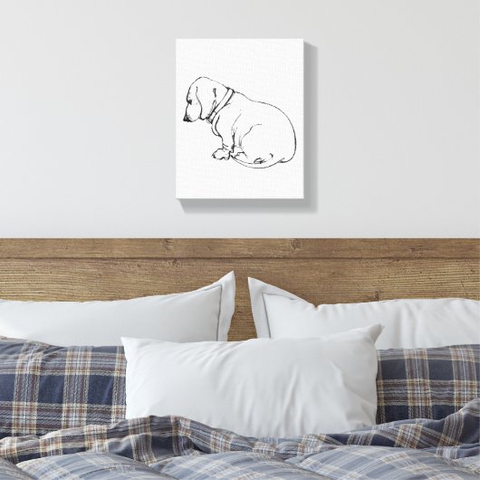 teckel schets op gestrekte canvas (Insitu (Slaapkamer))