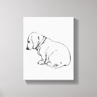 teckel schets op gestrekte canvas