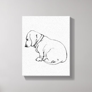 teckel schets op gestrekte canvas afdruk