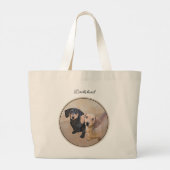 Teckel Schilderen Smooth Black & Tan Red Dog Art Grote Tote Bag (Achterkant)