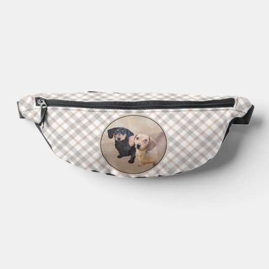 Teckel Schilderen Smooth Black & Tan Red Dog Art Heuptasje (Liggend)