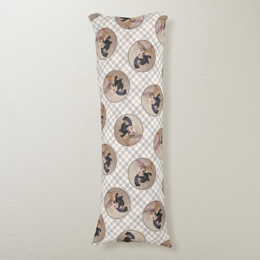 Teckel Schilderen Smooth Black & Tan Red Dog Art Lichaamskussen (Voorkant Verticaal)