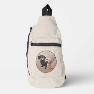 Teckel Schilderen Smooth Black & Tan Red Dog Art Sling Bag