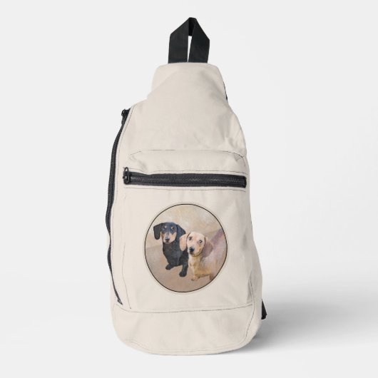 Teckel Schilderen Smooth Black & Tan Red Dog Art Sling Bag (Voorkant)