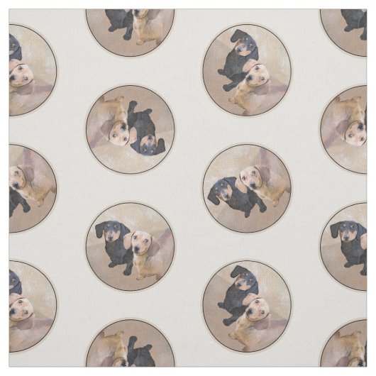 Teckel Schilderen Smooth Black & Tan Red Dog Art Stof (Swatch)