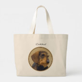 Teckel Schilderen Wire-haired Black & Tan Dog Art Grote Tote Bag (Achterkant)
