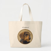 Teckel Schilderen Wire-haired Black & Tan Dog Art Grote Tote Bag (Voorkant)
