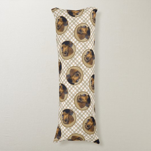 Teckel Schilderen Wire-haired Black & Tan Dog Art Lichaamskussen (Voorkant Verticaal)