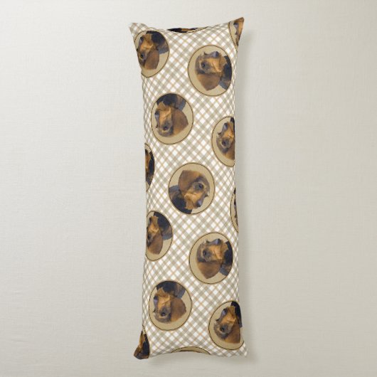 Teckel Schilderen Wire-haired Black & Tan Dog Art Lichaamskussen (Achterkant (Verticaal))