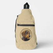 Teckel Schilderen Wire-haired Black & Tan Dog Art Sling Bag (Voorkant)
