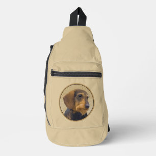 Teckel Schilderen Wire-haired Black & Tan Dog Art Sling Bag