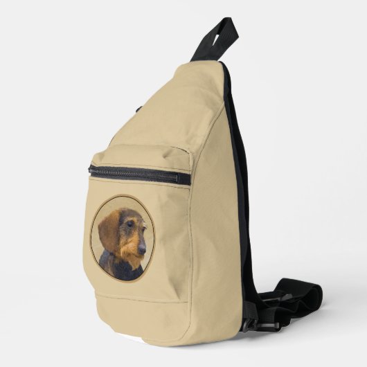 Teckel Schilderen Wire-haired Black & Tan Dog Art Sling Bag (Rechterhoek)