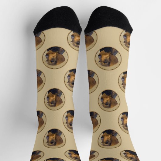 Teckel Schilderen Wire-haired Black & Tan Dog Art Sokken (Top)