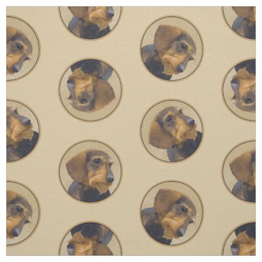 Teckel Schilderen Wire-haired Black & Tan Dog Art Stof (Swatch)