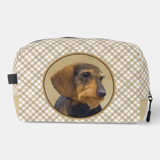 Teckel Schilderen Wire-haired Black & Tan Dog Art Toilettasje (Voorkant)