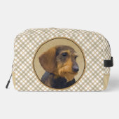 Teckel Schilderen Wire-haired Black & Tan Dog Art Toilettasje (Achterkant)
