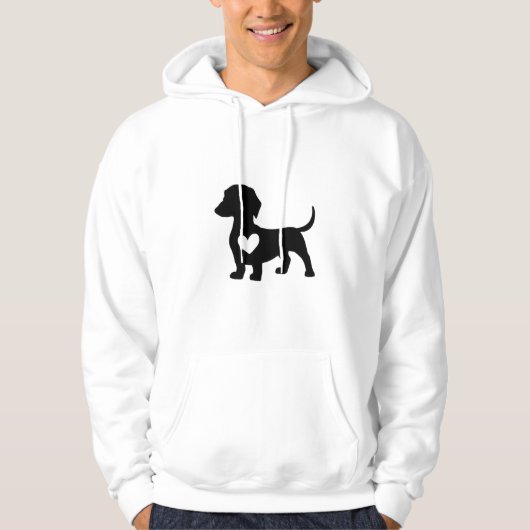 Teckel silhouet met hart hoodie (Voorkant)