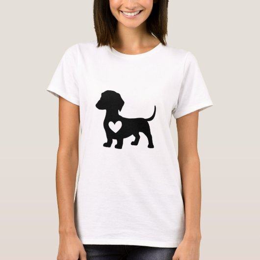 Teckel silhouet met hart t-shirt (Voorkant)