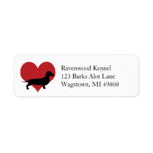Teckel Silhouet Red Heart Etiket