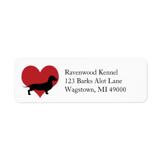 Teckel Silhouet Red Heart Etiket (Voorkant)