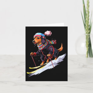 Teckel Skiën Hond Skier Ski Winter Sneeuw Mannen W Kaart