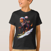 Teckel Skiën Hond Skier Ski Winter Sneeuw Mannen W T-shirt (Voorkant)
