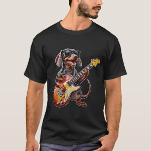 Teckel spelen gitaar Rock Music Hondenliefhebber P T-shirt