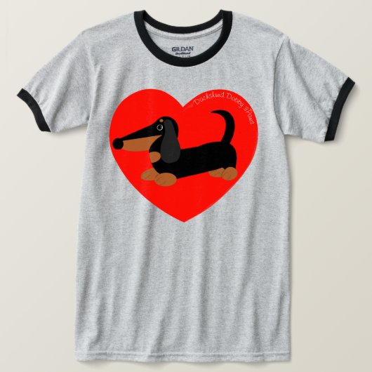 Teckel T-SHIRT Rood Hart (Design voorkant)