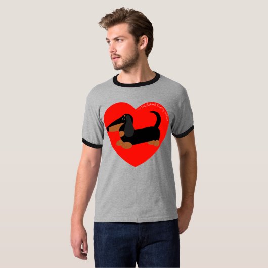 Teckel T-SHIRT Rood Hart (Voorkant volledig)